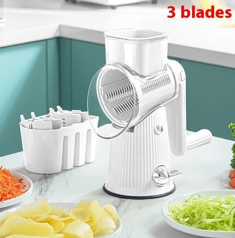 Manual Vegetable Cutter & Shredder – 5-in-1 Rotary Drum Slicer for Kitchen, Multi-Blade Hand Crank Grater