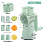 Manual Vegetable Cutter & Shredder – 5-in-1 Rotary Drum Slicer for Kitchen, Multi-Blade Hand Crank Grater