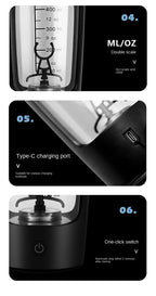 650ml usb electric protein shaker bottle automatic mixing bpa free rechargeable