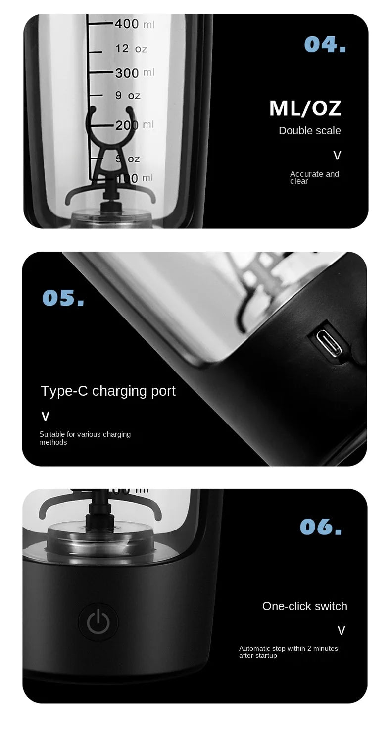 650ml usb electric protein shaker bottle automatic mixing bpa free rechargeable