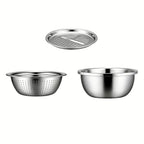 3-in-1 Multifunctional Vegetable Slicer Set – Stainless Steel Cutter & Drain Basket