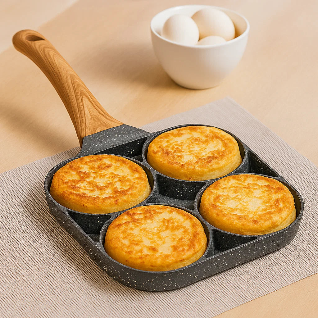 4 Hole Thickened Nonstick Egg Omelette Grilled Steak Cooking Pan Hamburger Bread Breakfast Maker Induction Cookware Omelet Pan