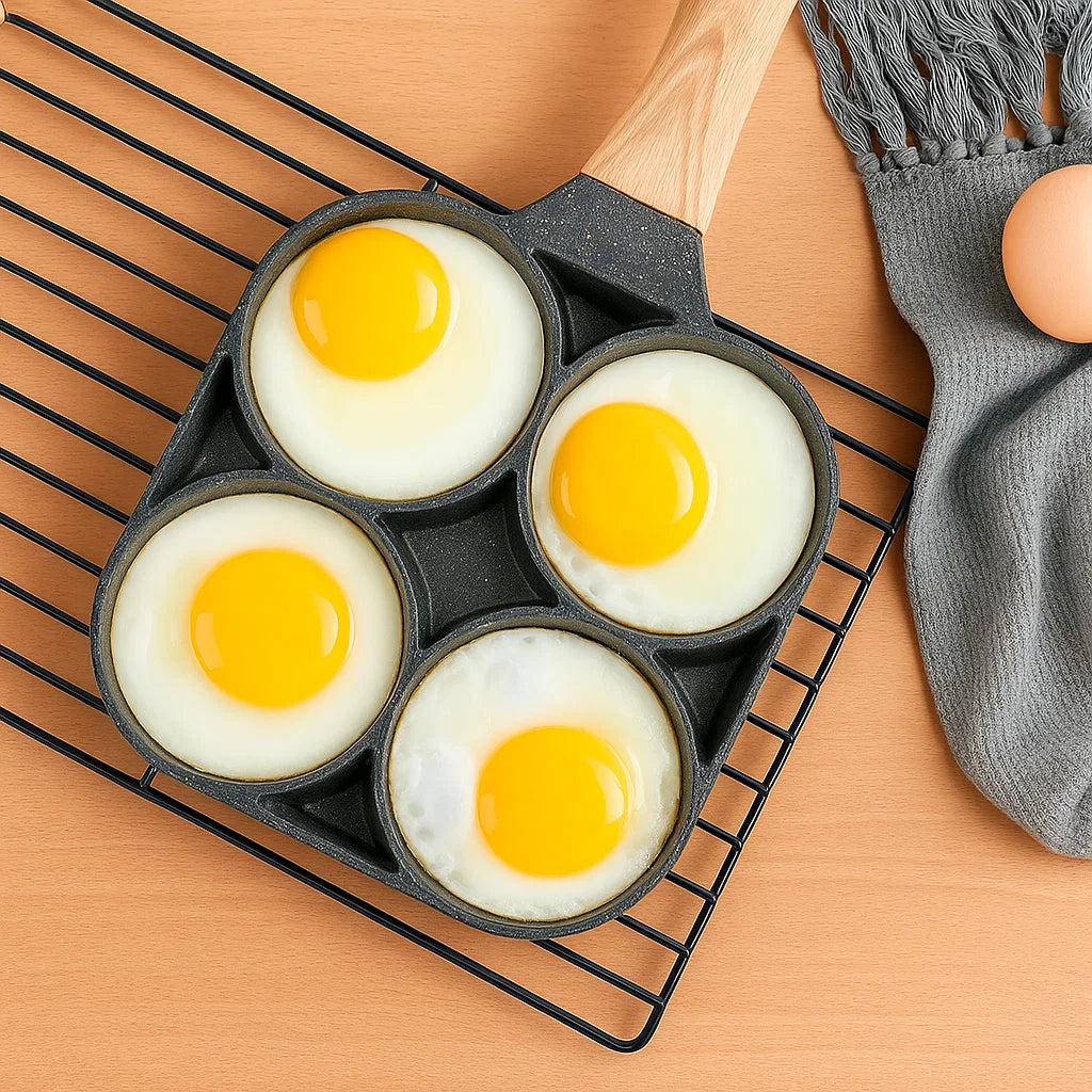 4 Hole Thickened Nonstick Egg Omelette Grilled Steak Cooking Pan Hamburger Bread Breakfast Maker Induction Cookware Omelet Pan